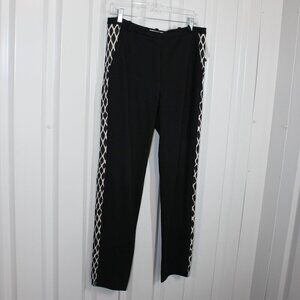 Giorgio Grati Women's Trouser Pants Black Side Lattice Design Size IT44 US 8 NWT